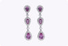 2.06 Carats Total Pear-Shaped Pink Sapphire and Diamond Drop Earrings in White Gold