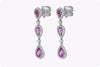 2.06 Carats Total Pear-Shaped Pink Sapphire and Diamond Drop Earrings in White Gold