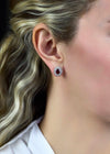 1.72 Carats Total Oval-Cut Ruby and Diamond Double Halo Earrings in White Gold
