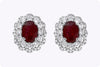 1.72 Carats Total Oval-Cut Ruby and Diamond Double Halo Earrings in White Gold