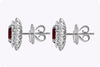 1.72 Carats Total Oval-Cut Ruby and Diamond Double Halo Earrings in White Gold