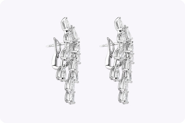 7.07 Carats Total Pear-Shaped Diamond Cascading Earrings in White Gold