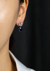 4.21 Carats Total Oval Cut Sapphire Dangle Earrings with Diamonds in White Gold