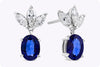 GIA Certified 4.21 Carats Total Oval Cut Sapphire Dangle Earrings  with Diamonds in White Gold