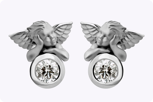 Carrera y Carrera 0.21 Carat Total Diamond Bezel Set Solitario My Angel Earrings in White Gold