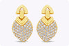 4.35 Carats Total Brilliant Round Diamond Geometric Shape Clip-On Earrings in Yellow Gold