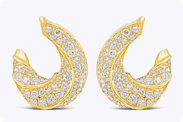 7.03 Carats Total Brilliant Round Diamond Twisted Clip-OnEarrings in Yellow Gold