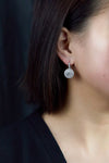 5.54 Carats Total Diamond Halo Drop Earrings in White Gold