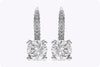 2.08 Carats Brilliant Round Cut Diamond Lever-Back Dangle Earrings in White Gold