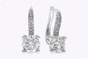 2.08 Carats Brilliant Round Cut Diamond Lever-Back Dangle Earrings in White Gold