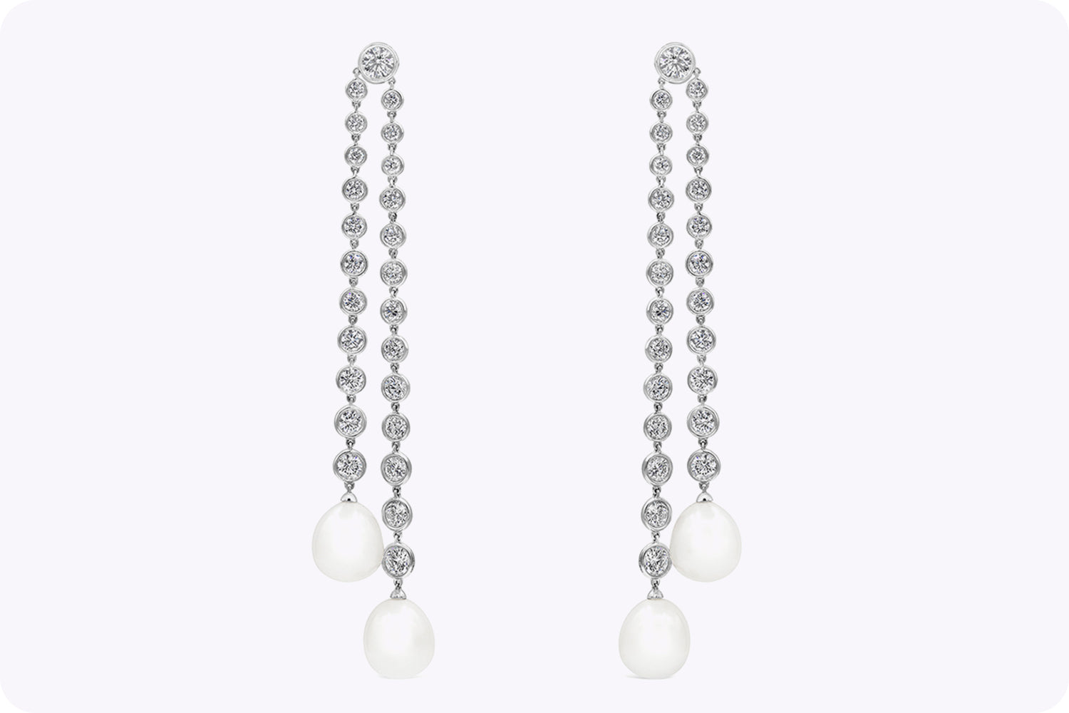 Ivanka Trump 12.30 Carats Round Diamond and South Sea Pearl Dangle Earrings in White Gold