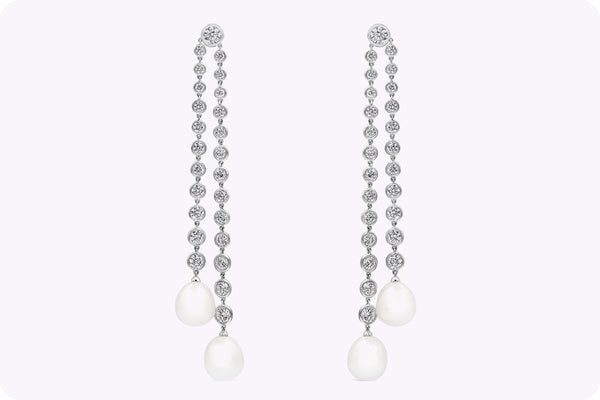 Ivanka Trump 12.30 Carats Round Diamond and South Sea Pearl Dangle Earrings in White Gold