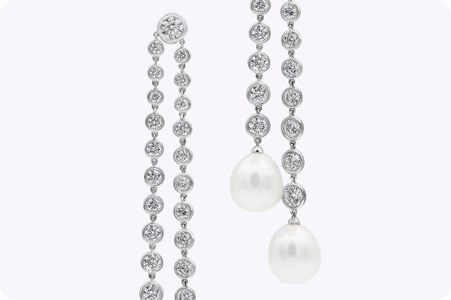 Ivanka Trump 12.30 Carats Round Diamond and South Sea Pearl Dangle Earrings in White Gold