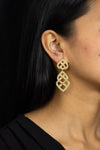 6.44 Carats Total Brilliant Round Diamond Open-Work Weaving Dangle Earrings in Yellow Gold