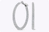 2.61 Carats Total Brilliant Round Cut Diamond Micro-Pave Hoop Earrings in White Gold