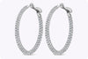 2.61 Carats Total Brilliant Round Cut Diamond Micro-Pave Hoop Earrings in White Gold