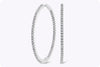 1.52 Carats Total Brilliant Round Shape Diamond Pave Hoop Earrings in White Gold