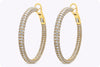 10.58 Carats Total Brilliant Round Cut Diamond Pave Set Hoop Earrings in Yellow Gold