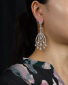17.47 Carats Total Pear Shape Diamond Open-Work Fringe Chandelier Earrings in White Gold
