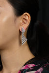 7.41 Carats Total Brilliant Round and Baguette Cut Diamond Geometric Drop Earrings in White Gold