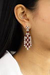 18.10 Carats Total Mixed Cut Ruby & Diamond Chandelier Earrings in White Gold