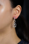 1.59 Carats Total Brilliant Round Diamond Open-Work Dangle Earrings in White Gold