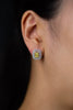 GIA Certified 2.04 Carats Cushion Cut Fancy Yellow Diamond Double Halo Stud Earrings in Two Tone
