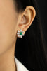 1.17 Carats Radiant Cut Emerald with Mix Cut Diamond Floral Stud Earrings in White Gold and Yellow Gold