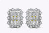5.20 Carats Total Mixed Cut Diamond Illusion Cluster Clip Earrings in Platinum