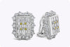 5.20 Carats Total Mixed Cut Diamond Illusion Cluster Clip Earrings in Platinum
