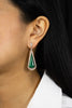 25.30 Carats Total Trapezoid Cut Malachite with Mixed Cut Diamond Dangle Earrings in Rose Gold