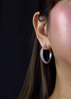 2.89 Carats Total Round Brilliant-Cut Diamond Pave-Set Hoop Earrings in White Gold