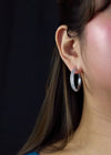 2.89 Carats Total Round Brilliant-Cut Diamond Pave-Set Hoop Earrings in White Gold