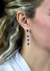4.78 Carats Total Oval-Cut Sapphire & Diamond Drop Earrings in White Gold