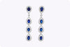 4.78 Carats Total Oval-Cut Sapphire & Diamond Drop Earrings in White Gold