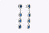 4.78 Carats Total Oval-Cut Sapphire & Diamond Drop Earrings in White Gold