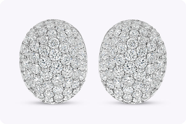 6.43 Carats Total Round Brilliant Cut Diamond Oval Shape Earrings in White Gold