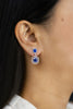 3.96 Carats Cushion Cut Blue Sapphire with Diamond Halo Dangle Earrings in White Gold