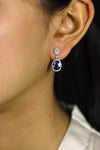 4.38 Carats Total Oval Cut Sapphire with Diamond Dangle Earrings in White Gold