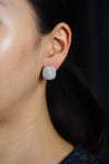 5.52 Carats Total Round Micro-Pave Diamond Cushion Shape Clip-on Hoops Earrings in White Gold