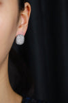 5.52 Carats Total Round Micro-Pave Diamond Cushion Shape Clip-on Hoops Earrings in White Gold