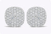 5.52 Carats Total Round Micro-Pave Diamond Cushion Shape Clip-on Hoops Earrings in White Gold