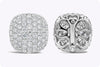5.52 Carats Total Round Micro-Pave Diamond Cushion Shape Clip-on Hoops Earrings in White Gold