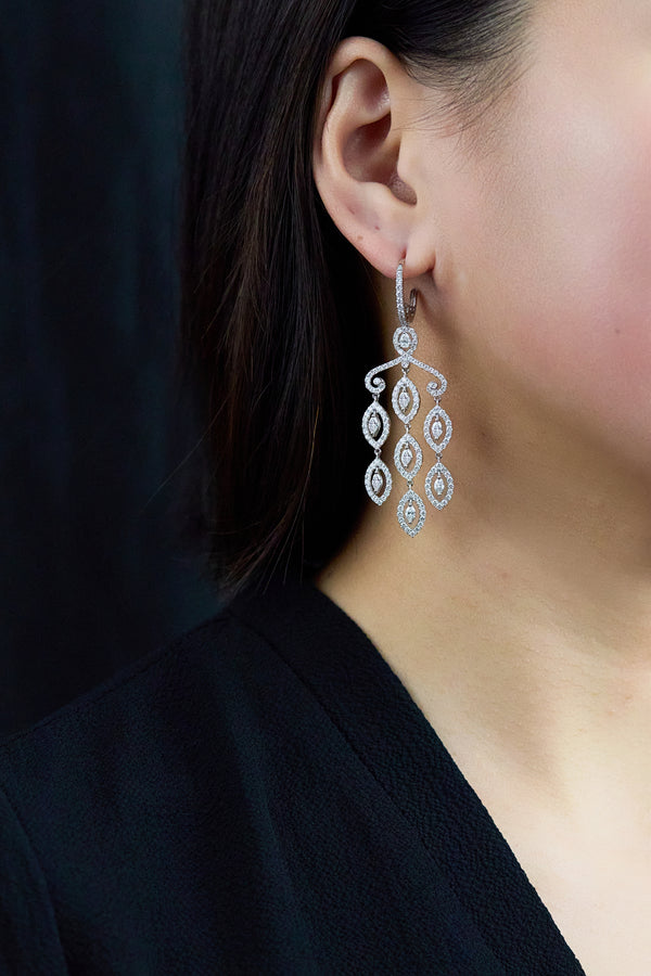 Mixed Cut Diamond Halo Earrings