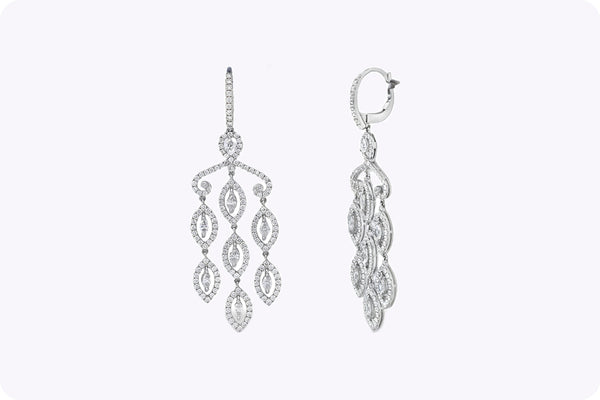 Mixed Cut Diamond Halo Chandelier Earrings