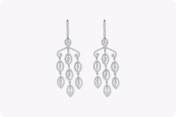 4.56ct Mixed-Cut Diamond Halo Chandelier Earrings