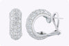 2.58 Carats Total Brilliant Round Diamond Pave Huggie Hoop Earrings in White Gold