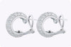 2.58 Carats Total Brilliant Round Diamond Pave Huggie Hoop Earrings in White Gold