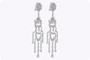 6.82 Carats Total Round and Rose Cut Diamond Chandelier Earrings in White Gold
