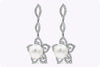 1.88 Carats Round Brilliant Diamonds with Pearl Floral Earrings in White Gold